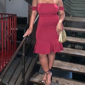 Off the shoulder red dress